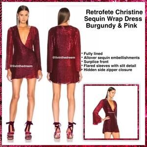 Retrofete Burgundy / Red Sequin Mini Dress